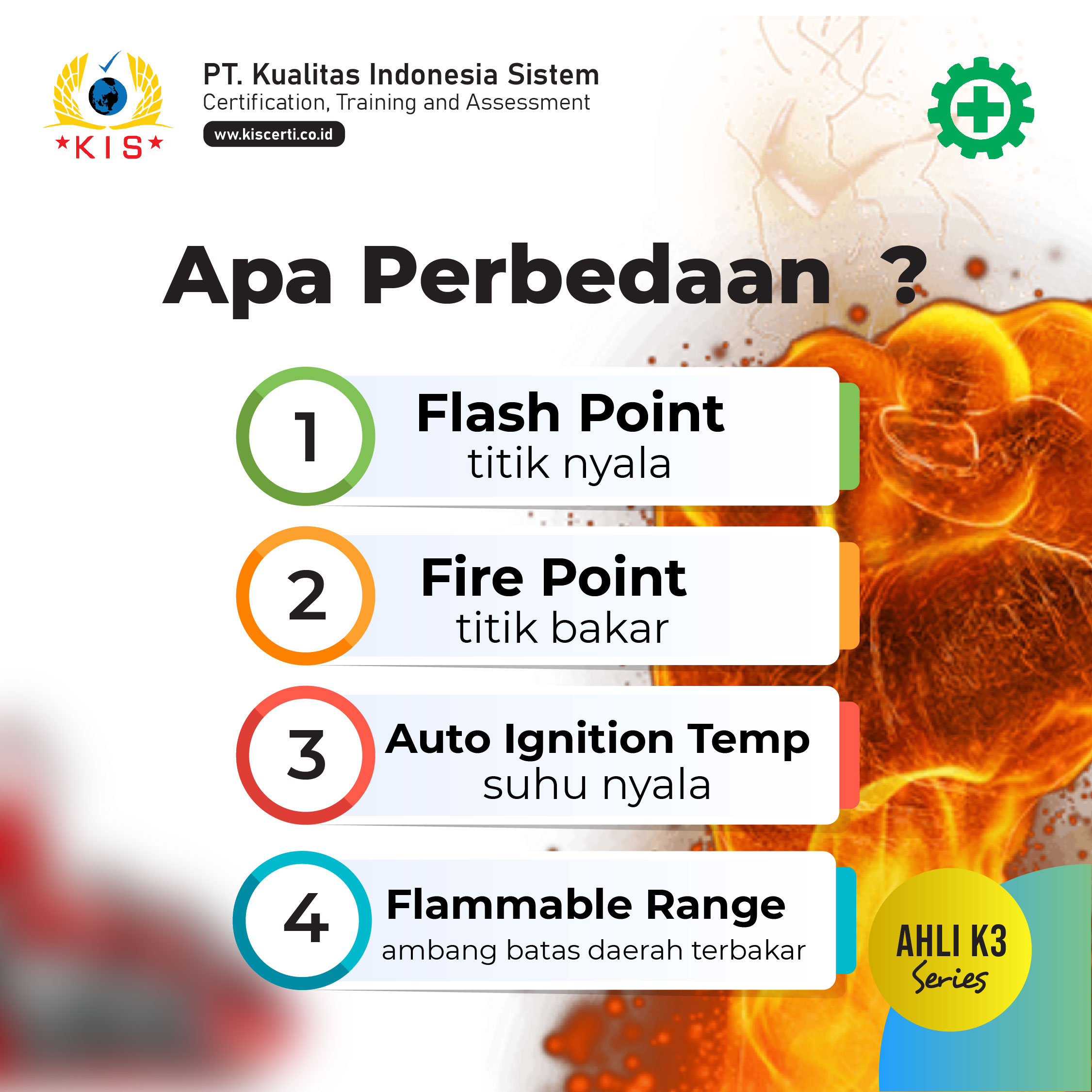 Perbedaan Flash Point, Fire Point, Auto Ignition Temperature dan Flammable Range